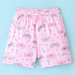 Doreme Single Jersey Knee Length  Shorts with Butterfly Print - Pink-image-68