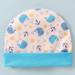 Ben Benny Cotton Knit Cap Whale Print Pink & Blue- Diameter 9 cm-image-38