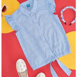 YU by Pantaloons Sleeveless Frill Detailed Hearts Printed Top - Medium Blue-image-27