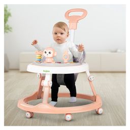 Baybee Drono Pro Baby Walker for Kids Round Kids Walker with Parental Push Handle & 4 Seat Height Adjustable Activity Walker for Baby with Musical Toy Bar & Footmat - Pink-16