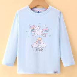 Teddy Sinker Knit Full Sleeves T-shirt with Text & UnicornPrint - Light Blue-image-40