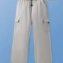 Pine Kids Cotton Woven Full Length Solid Trouser - Beige-picture-42