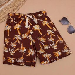 The Lion and the Fish Viscose Palm Trees Printed Shorts - Rust Orange-image-3