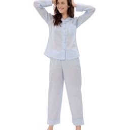 Piu Pure Cotton Woven Full Sleeves Striped Coordinating Maternity Night Suit Set - Blue-image-65