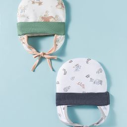 OHMS Interlock Knit Caps with Knot with Bunny & Floral Print White Pack of 2 - Diameter 12.5 cm-picture-18