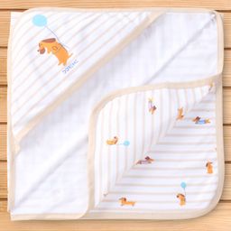 Doreme Interlock Knit Hooded Towel and Wrapper Dog Print L 83.5 x B 83 cm - Cream-image-55
