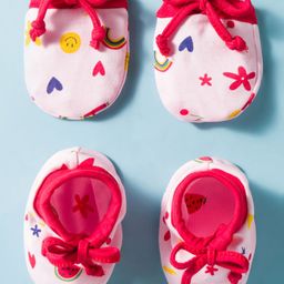 Ben Benny Interlock 100% Cotton Knit Mittens & Booties With Heart & Floral Print - Pink-picture-17