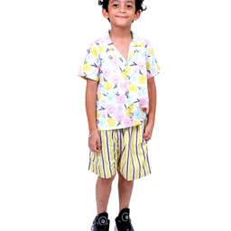 Tilism Knit Half Sleeves Floral Printed Shirt & Shorts Night Suit Set - Multi Colour-picture-23