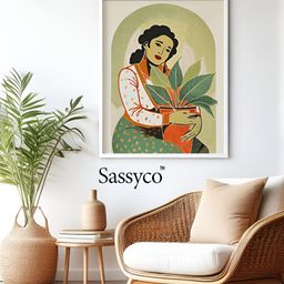 Sassyco Green & White 1 Piece Canvas Floral and Botanical Wall Paintings-image-54