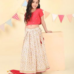 Fabindia Girls Printed Ready to Wear Lehenga & Blouse With Dupatta-picture-41