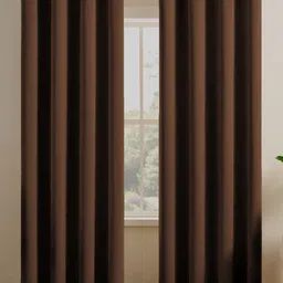 LINENWALAS Happy Sleeping Brown Set of 2 Black Out Door Curtain-image-82