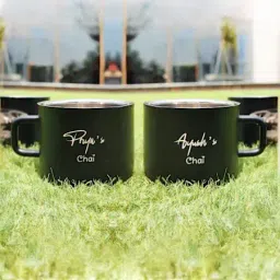Personalized Stainless Steel Black Tea Cups - Set Of 2-8