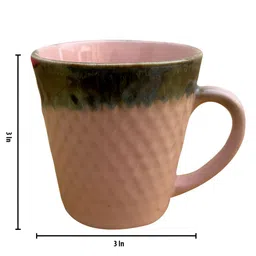 Divy Aarambh Stories Pink & Green 6 Pieces Textured Ceramic Glossy Cups-52