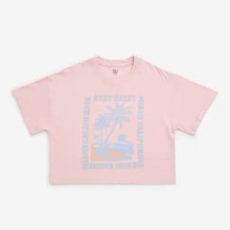 Y&F Kids by Westside Pink Beach Printed Cotton T-Shirt-image-73