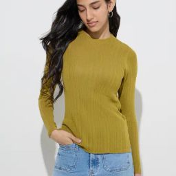 LOV by Westside Olive Ribbed-Textured Top-image-88