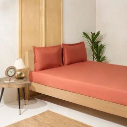 Westside Home Ochre Solid Queen Bed Fitted Sheet and Pillowcase Set-image-20