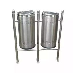 Grassland Open Top Dustbin Stainless Steel Silver 12x28 inch 50 L x 2, GSS1002-3