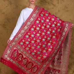 Exotic India Woven Design Art Silk Dupatta with Zari-picture-21