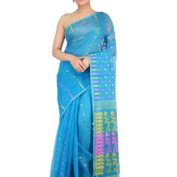 Pinkloom Blue Woven Jamdani Saree-picture-20