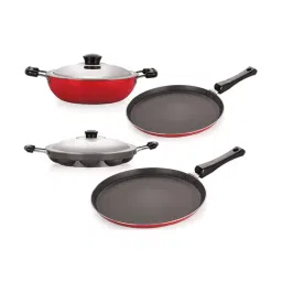 Nirlon Non-Stick Red Aluminium Gas Compatible Kitchenware Gift Set with Steel Lid-29