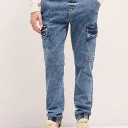 The Bear House Blue Cotton Slim Fit Solid Jeans-image-30