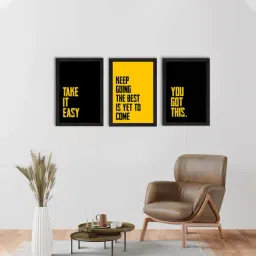 eCraftIndia Set of 3 'Take It Easy' Motivational Quote Satin Matt Texture UV Art Painting-34
