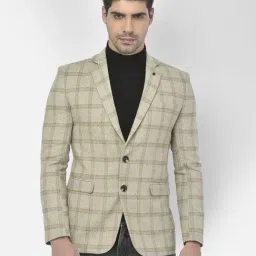 Crimsoune Club Beige Slim Fit Checks Blazer-picture-29