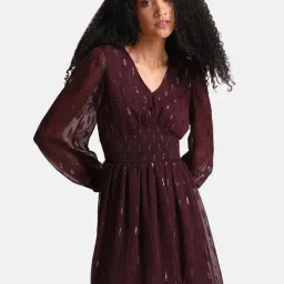 Kazo Wine Printed Mini Fit & Flare Dress-image-50