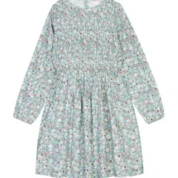 Budding Bees Kids Green Printed Full Sleeves Dress-image-70