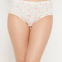 Clovia White Cotton Printed Hipster Panty-image-79