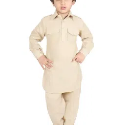 SG Yuvraj Kids Beige Solid Full Sleeves Kurta with Pyjamas-image-21