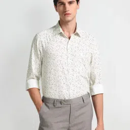 Arrow White Cotton Slim Fit Printed Shirt-picture-48