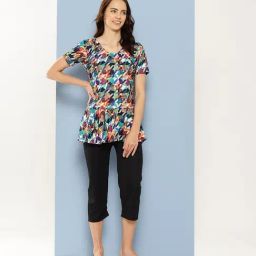 Aarika Multi-Color Nylon Printed Short Sleeves Swimsuit-picture-4
