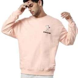 The Souled Store Pink Peanuts: Chilling Oversized Sweatshirt-image-2