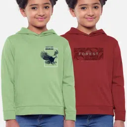 HELLCAT Green & Red Printed Full Sleeves T-Shirt (Pack Of 2)-image-2