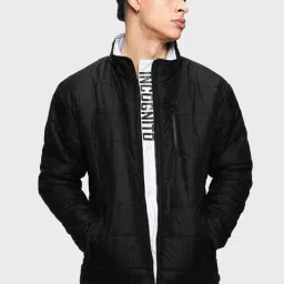 Bewakoof Black Loose Fit Quilted Jacket-picture-19
