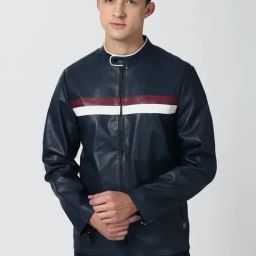 Peter England Casuals Navy Regular Fit Striped Jacket-image-67