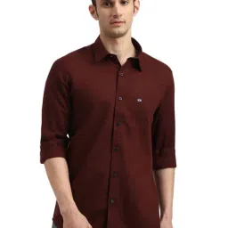 Arrow Maroon Cotton Slim Fit Shirt-image-68