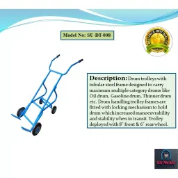 SUWAS TROLLEY STORE 400 kg Load Capacity Drum Handling Trolley SU-DT-008 image 2