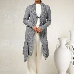 Soch Grey Acrylic Regular Fit Woven Design Shrug-32