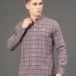 Red Tape Grey Regular Fit Checks Shirt-image-51