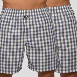 VIP Blue & White Relaxed Fit Check Boxers - Pack of 2-picture-29