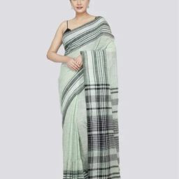 Pinkloom Green Cotton Woven Saree With Unstitched Blouse-picture-48