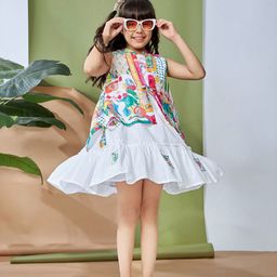 Peppermint Floral Print A-Line Dress-image-89