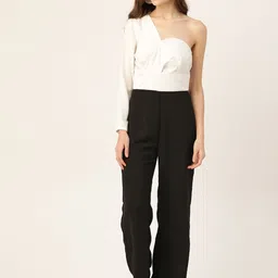 DODO & MOA Women Black & White One Shoulder Solid Jumpsuit-picture-58