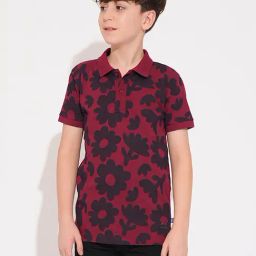 Jack & Jones Junior Boys Maroon Cotton Floral Print T-Shirt-image-6