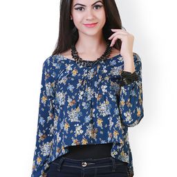 Belle Fille Blue Printed Crop Top-image-67