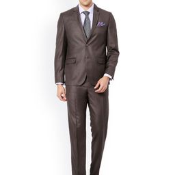 Van Heusen Brown Single-Breasted Suit-image-6