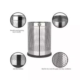 Grassland Open Top Dustbin Stainless Steel Silver 16x28 inch 100 L, GSS1106 image 3