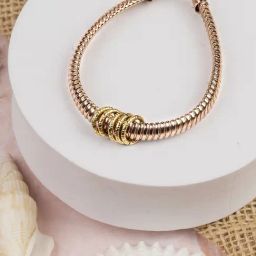Touch925 925 Silver Twisted Rose Gold Charm Bracelet for Women-image-33
